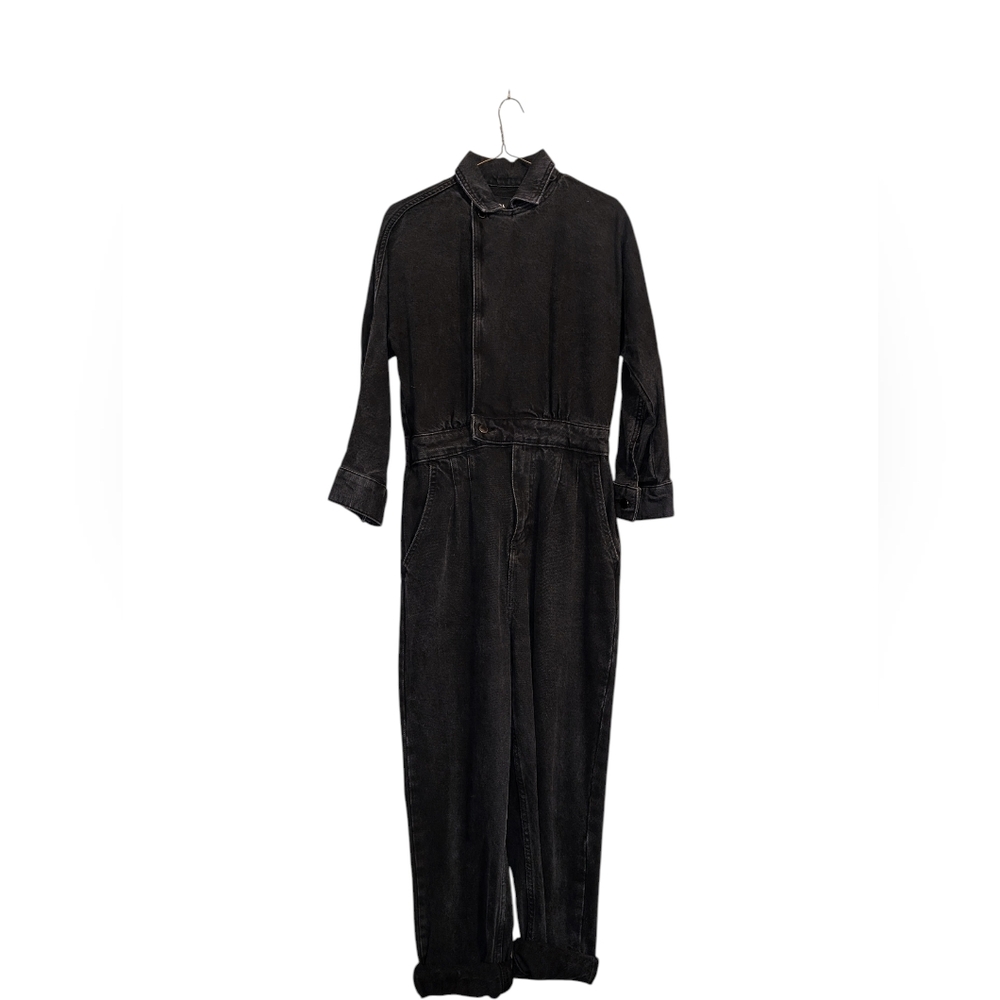Zara Black Denim Utility Jumpsuit